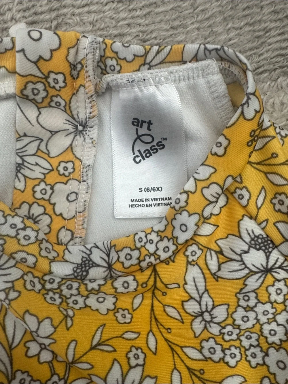 art class Yellow Floral Long-Sleeve Kids Rashguard One-Piece